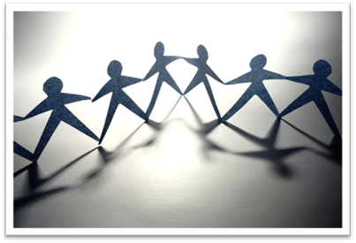 Paper chain people and their shadows