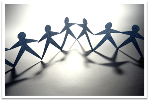 Paper chain people and their shadows